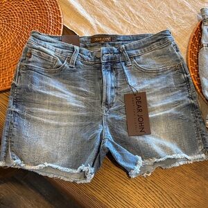 Dear John Light Blue Frayed Hem Jean Shorts